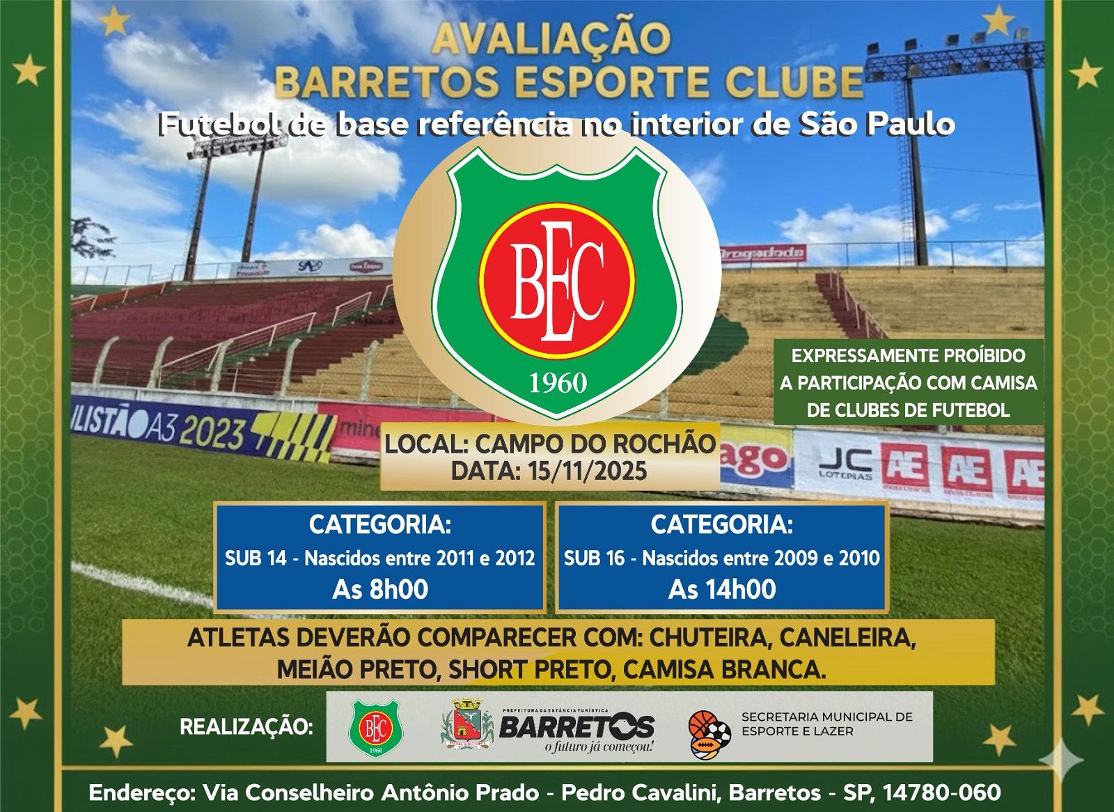 BEC agenda avaliação para formação da categoria de base