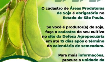 Defesa Agropecuária orienta sobre cadastro de área produtora de soja