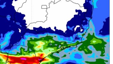 Mapa com previsão de chuvas no estado de SP (Foto: Defesa Civil SP)