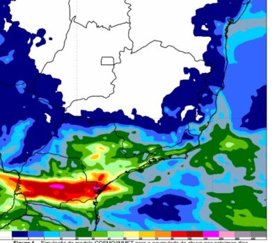 Mapa com previsão de chuvas no estado de SP (Foto: Defesa Civil SP)