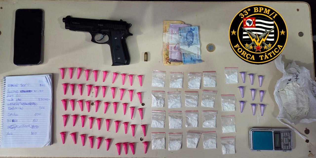 Homem é preso pela PM com drogas e munição