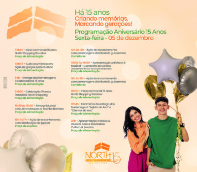 North Shopping celebra 15 anos com programação especial aberta ao público