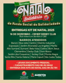 As equipes do FSS (Fundo Social de Solidariedade) iniciam hoje (16), a distribuição dos Kits de Natal para cerca de 1.800 famílias cadastradas.