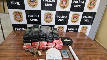 Polícia detém suspeito e apreende arma e mais de 14kg de maconha (Foto: O Diário de Barretos)