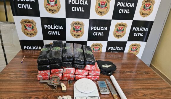 Polícia detém suspeito e apreende arma e mais de 14kg de maconha (Foto: O Diário de Barretos)