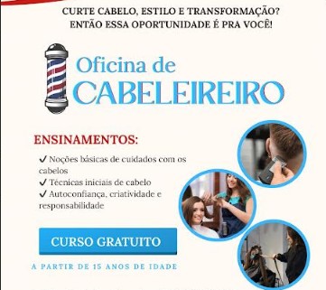 Oficina gratuita de cabeleireiro abre inscrições no CRAS I
