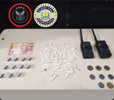 A equipe da ROMU (Ronda Municipal Urbana) da Guarda Civil de Bebedouro, integrada pelos GCMs Patriam e Leonardo