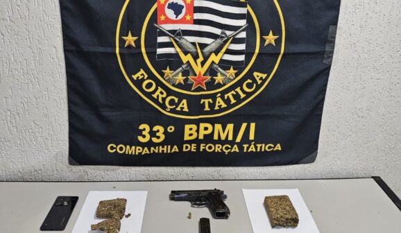 Polícia Militar detém suspeitos e apreende arma mais de meio quilo de drogas (Foto: O Diário de Barretos)