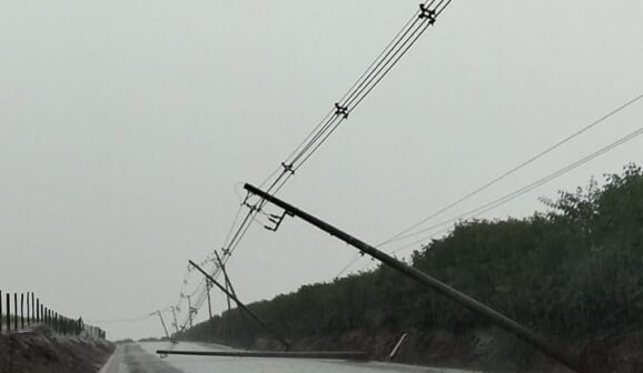 Chuva e vento tombam postes em vicinal na região de Barretos (Foto: O Diário de Barretos)