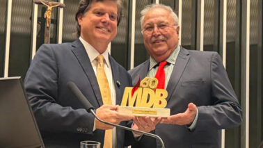 Deputado federal Baleia Rossi e o barretense Mussa na sessão solene na Câmara dos Deputados (Foto: Diego Rodrigues)