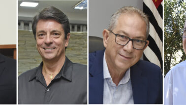 Juiz Luiz Fernando, Vereador Lupa, prefeito Odair e bispo Dom Milton