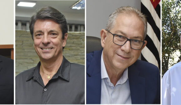 Juiz Luiz Fernando, Vereador Lupa, prefeito Odair e bispo Dom Milton