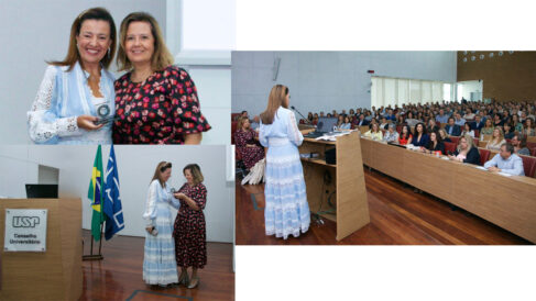 Silvia Melo recebeu a premiação de Patrícia Iglecias, ex-secretária de Estado do Meio Ambiente e hoje superintendente de Gestão Ambiental da USP (Fotos: Divulgação)