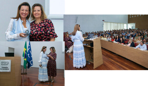 Silvia Melo recebeu a premiação de Patrícia Iglecias, ex-secretária de Estado do Meio Ambiente e hoje superintendente de Gestão Ambiental da USP (Fotos: Divulgação)