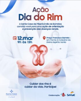Ação do Dia do Rim está prevista para esta quinta-feira (12), em frente à Catedral