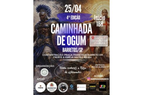 A cidade de Barretos realiza programação em homenagem ao Dia de Ogum, comemorado na última quinta-feira (23) neste final de semana.