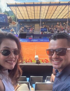 Moacyr Braido da Silva Filho e Gabriela Pacheco Silva prestigiando o ATP de Gstaad ou EFG Swiss Open Gstaad