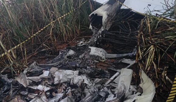 Avião cai e mata uma pessoa na área rural de Altair (Foto: O Diário de Barretos)