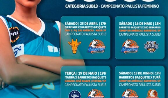 O basquete feminino da APAB Barretos/Unifeb realiza neste sábado (25), às 17h, a sua estreia no Campeonato Paulista Sub-13, enfrentando a equipe do AMAB/Girafinhas/Mauá, no ginásio CMEC 1 – Centro Municipal de Esporte e Cultura.