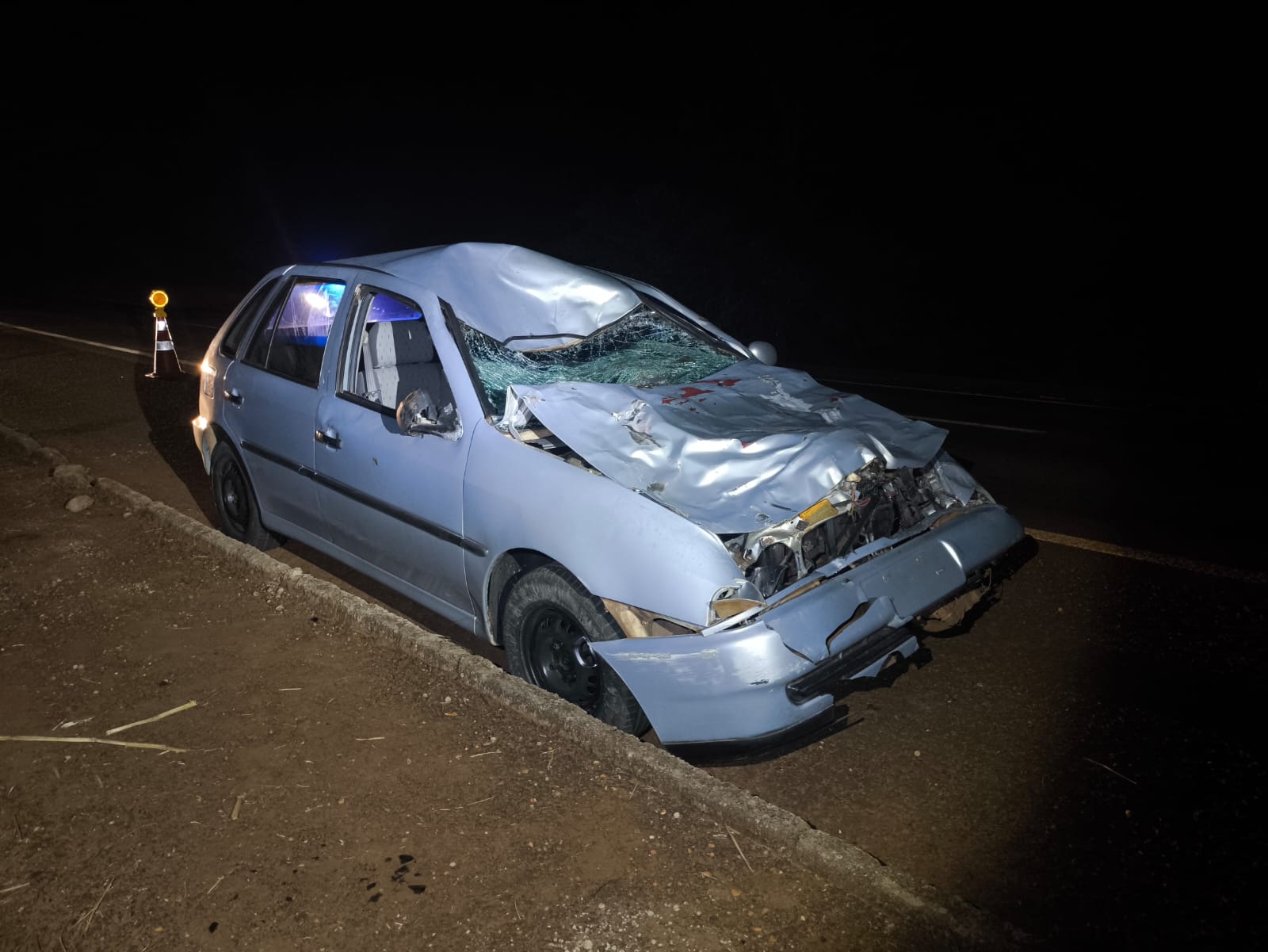 Condutor fica ferido após atropelar animal em rodovia 