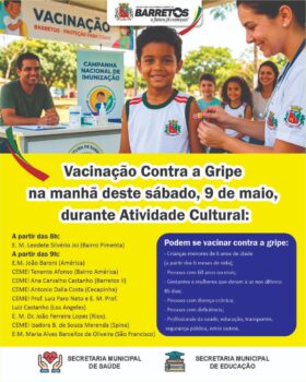 Sábado terá vacinação contra gripe nas escolas