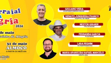 A edição 2026 conta com seis candidatos que concorrem ao título de Rei e Rainha da Alegria, representando empresas e instituições.