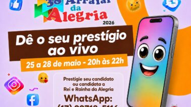 O Concurso Rei e Rainha da Alegria 2026 tem início nesta segunda-feira (25), às 20h, ao vivo pela Rádio O Diário Independente, em 93,5 FM.