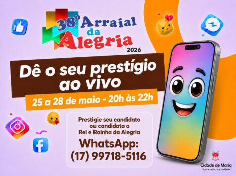 O Concurso Rei e Rainha da Alegria 2026 tem início nesta segunda-feira (25), às 20h, ao vivo pela Rádio O Diário Independente, em 93,5 FM.