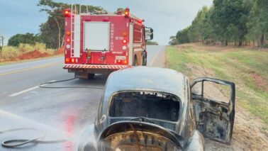 Incêndio causa danos em veículo na rodovia (Foto: O Diário de Barretos)