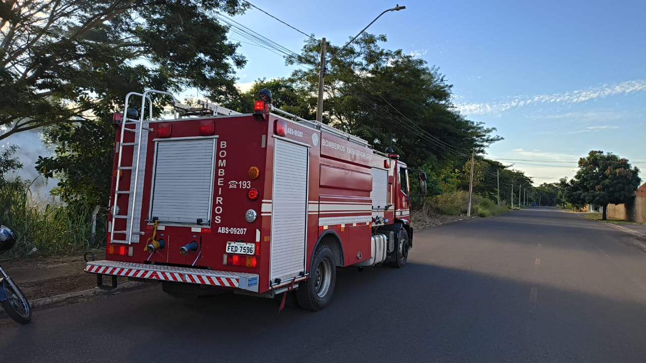 Bombeiros apagam incêndio em área de mato no Vida Nova