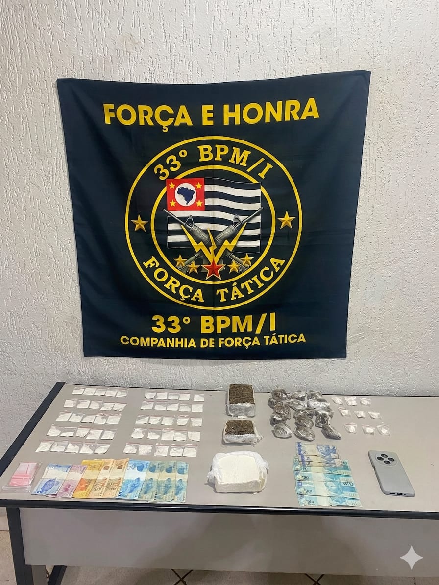 Polícia Militar prende dois suspeitos por tráfico de entorpecentes
