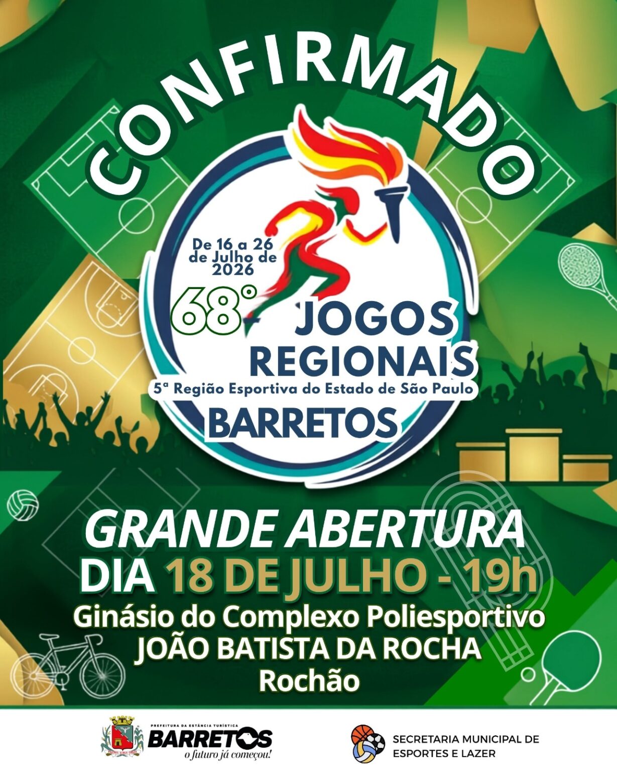 Confirmado: Barretos é oficialmente a sede dos 68º Jogos Regionais