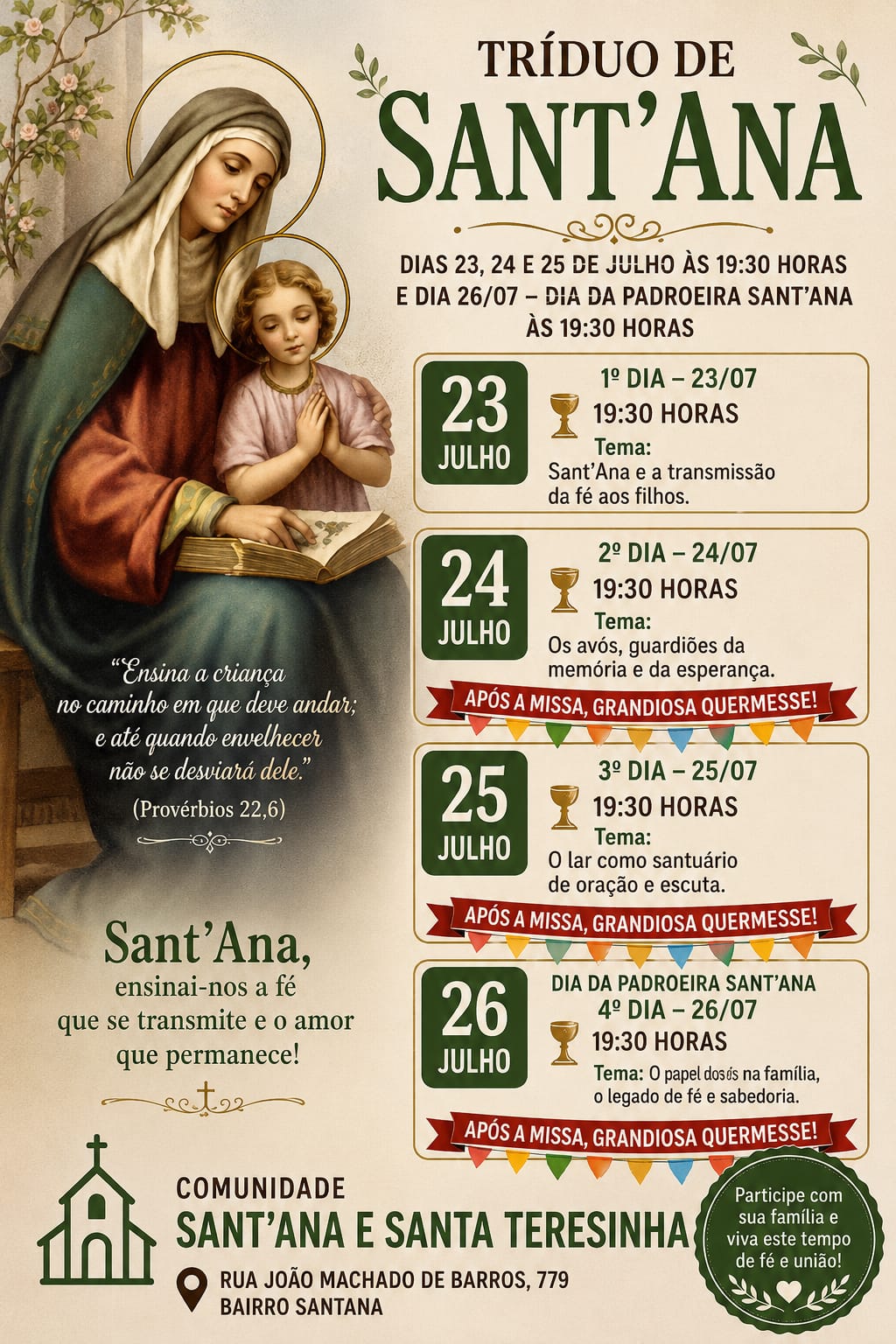 Comunidade católica celebra festa de Sant’Ana