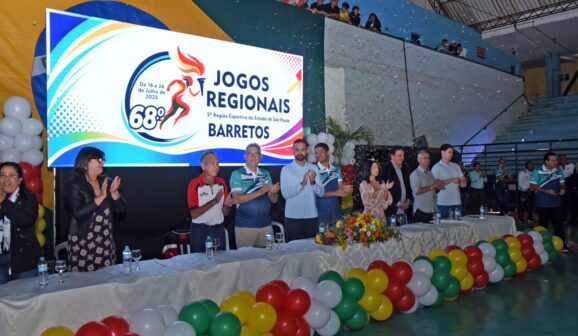 O Ginásio Rochão sediou, no sábado (18), a cerimônia oficial de abertura da 68ª edição dos Jogos Regionais, que reúne 3 mil atletas entre os dias 16 e 26 de julho.