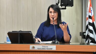 Pastora Junia durante pronunciamento na Câmara (Foto: Comunicação Câmara)