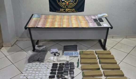Polícia Militar detém autor, encontra arma e apreende 18,5 kg de drogas (Foto: O Diário de Barretos)