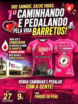 Quem ainda não fez a doação de sangue no Hemonúcleo do Hospital de Amor tem até este domingo (20) para realizar o procedimento e receber o voucher que dá direito a uma camiseta da 1ª edição da Campanha Caminhando e Pedalando pela Vida.