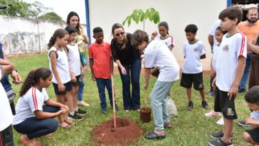 Dia da Árvore reúne alunos em plantio de 35 mudas
