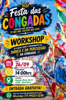 Workshop de Congada será realizado no sábado