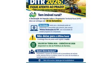 Donos de propriedades rurais tem hoje para declarar ITR