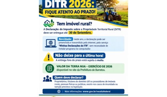 Donos de propriedades rurais tem hoje para declarar ITR