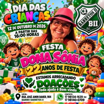 Em diversos pontos de Barretos, serão realizadas festas para comemorar o Dia das Crianças. Os organizadores confirmaram eventos em alguns bairros da cidade.