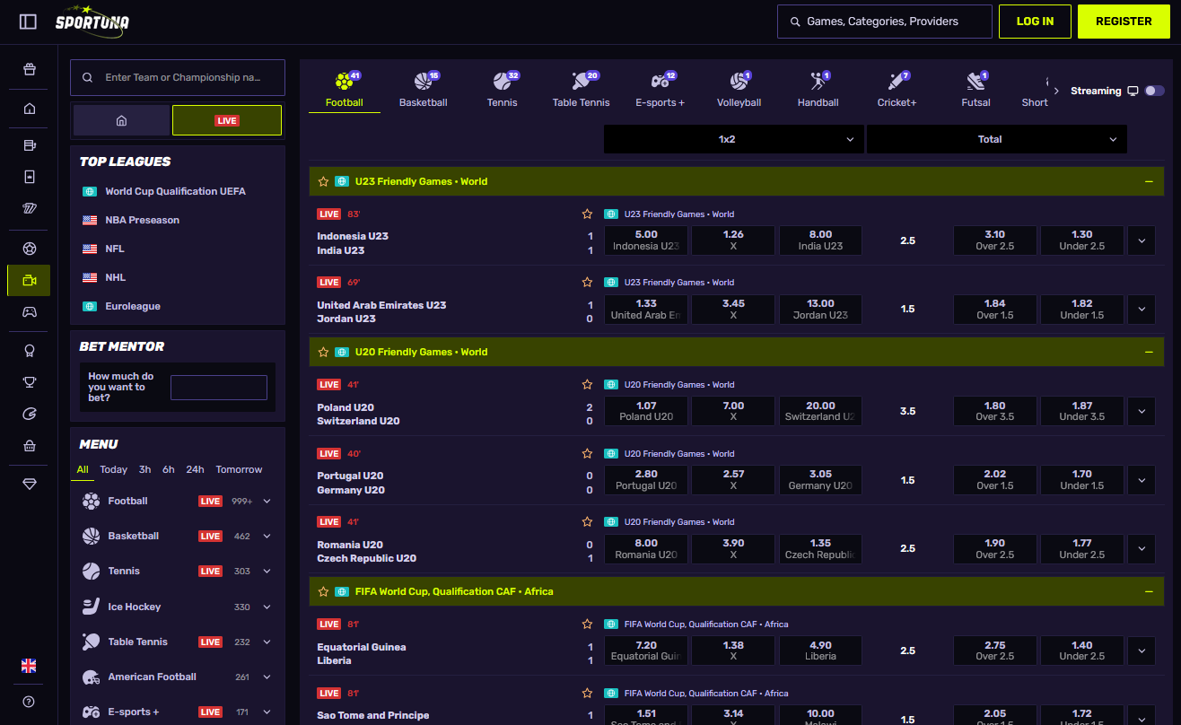 Sportunaライブベッティング