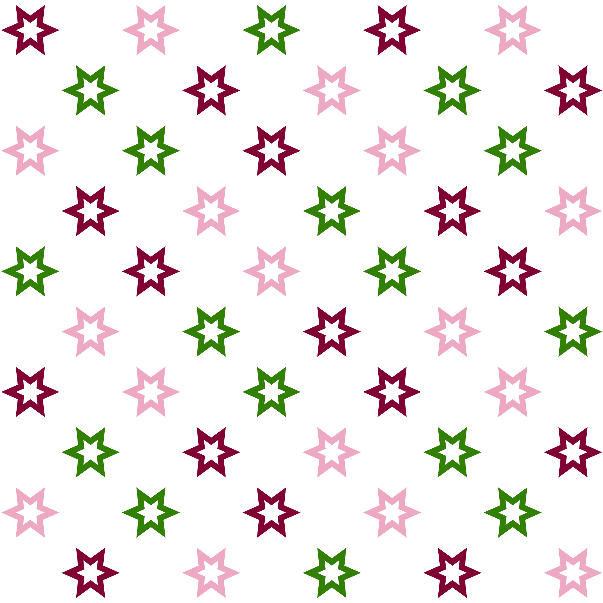 Fundo branco com padrão de contornos de estrelas de seis pontas, os quais estão nas cores vinho, rosa clara e verde.