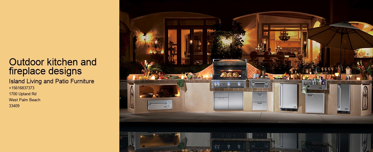 Outdoor kitchen and fireplace designs