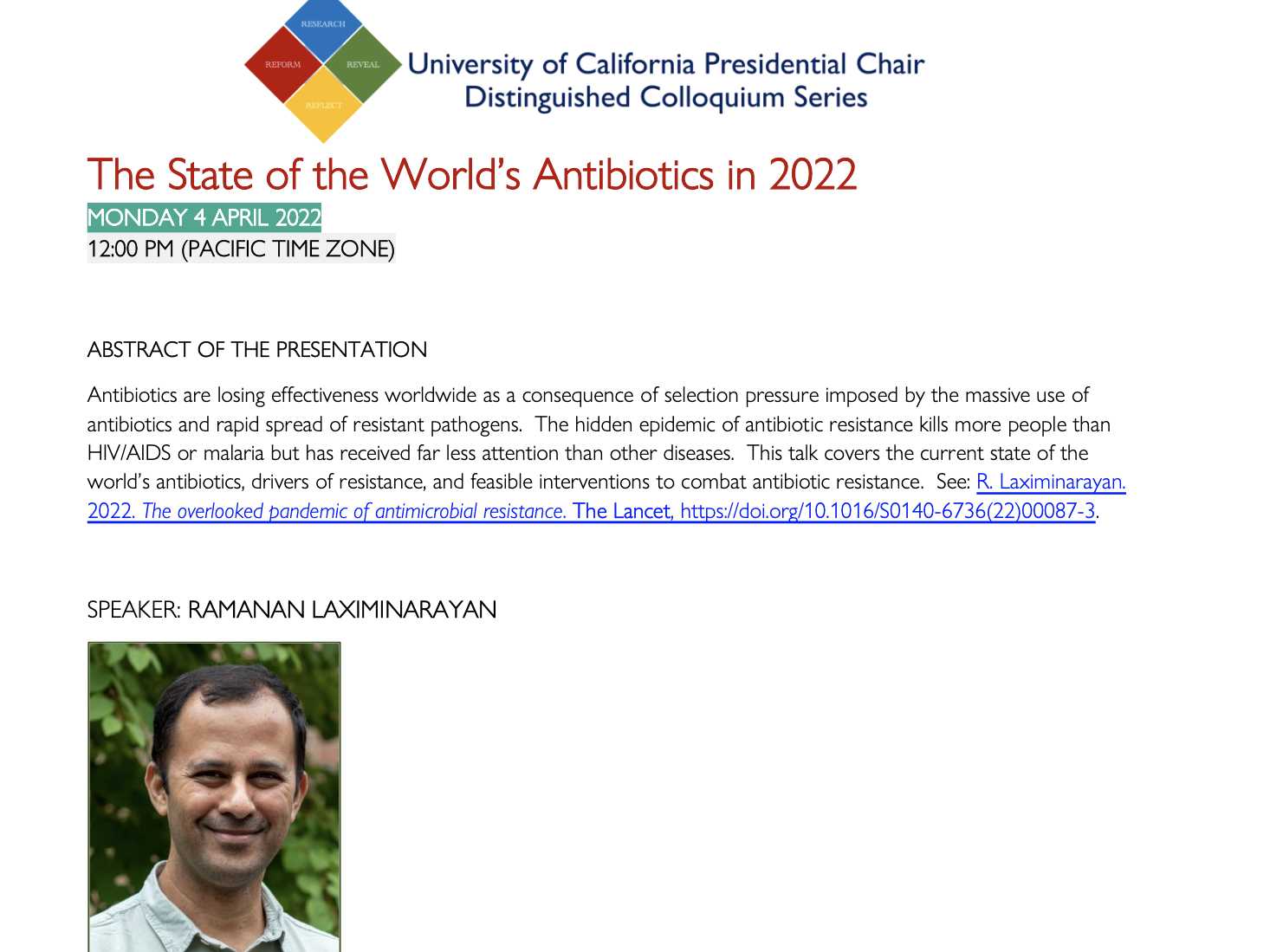 The State of the World’s Antibiotics in 2022 – Zoom Webinar