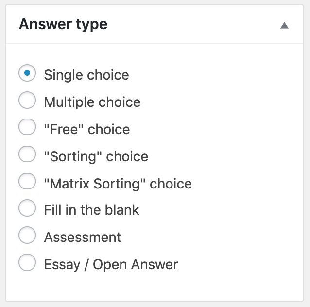 Choose LearnDash question type