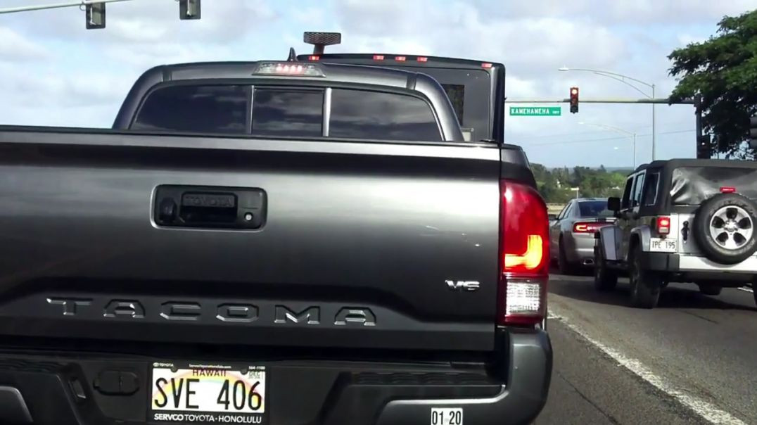 ⁣School Bus and Toyota Tacoma