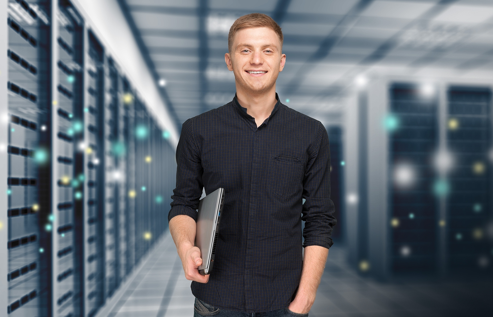 Diverse team of IT support specialists working collaboratively in a modern tech office