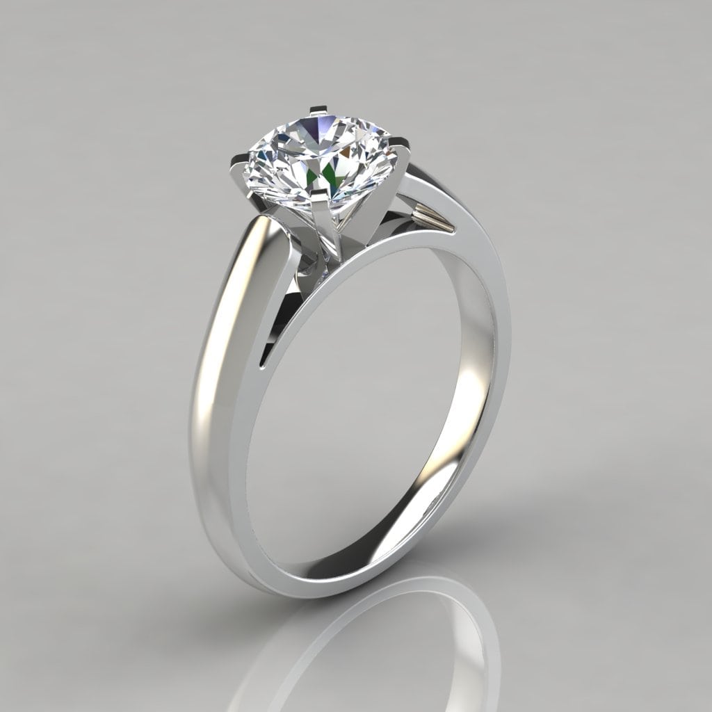 "Cathedral Round Cut Solitaire Moissanite Engagement Ring  "